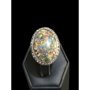 Vintage Confetti Mosaic Adjustable Ring